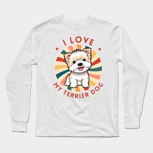 Dog lover, terrier dog, kawaii, retro Long Sleeve T-Shirt